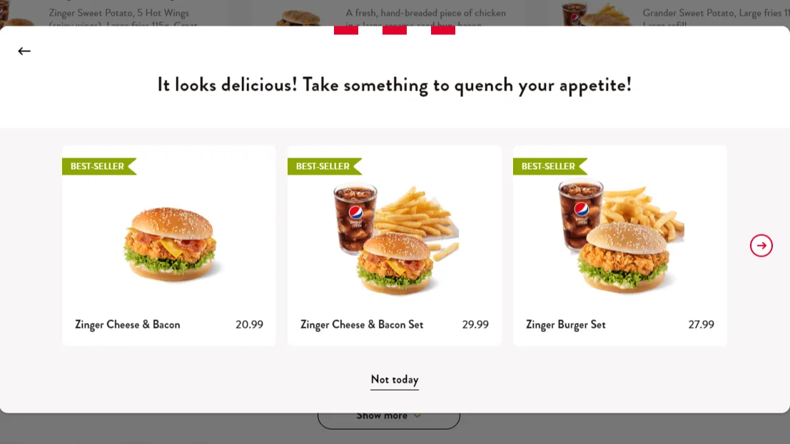 Example of an up-sell