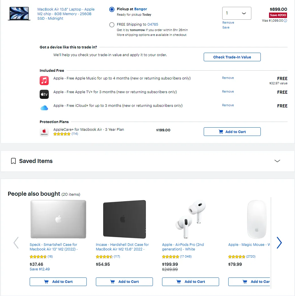 Example of a cross-sell