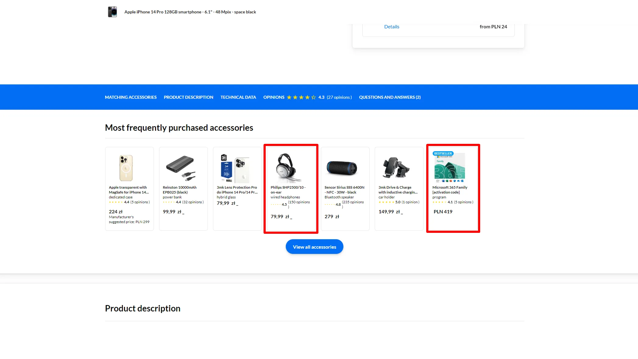 Example of bad cross-sell. Wired headphones for a mobile phone without a mini-jack port and the same accessory for all phones.
